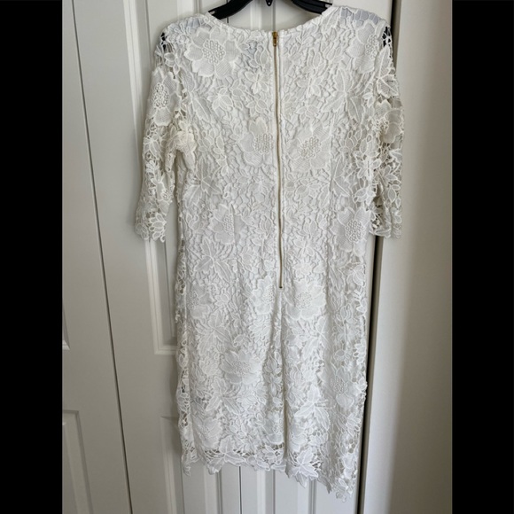 White Lace Three-quarter Sleeve dress size 10 - Picture 4 of 5